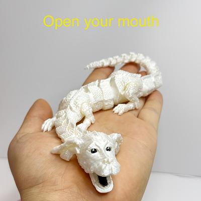 TEMU Artificial Jade 3d Printed Dragon Figurine - Symbol, Movable Model, Ideal For Room Decor, Perfect Gift For Halloween, Christmas, Thanksgiving, Dragon Decor Image