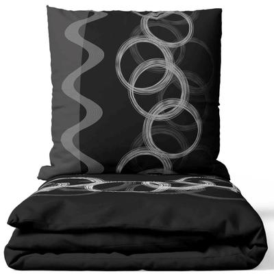 TEMU Bedding Set White Gray Circle Stripes Pillowcase 80x80 Cm With Zipper Image