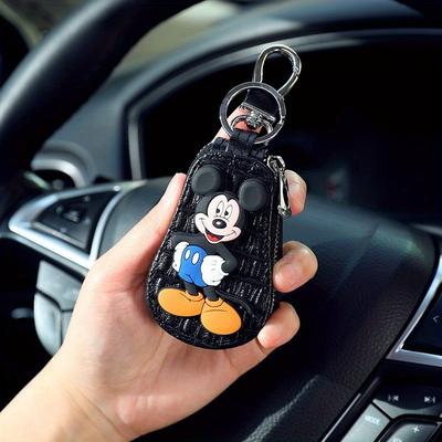 TEMU 1pc Mouse Key Fob Cover - Cute Cartoon Keychain Case With Lanyard, Durable Pu Leather-like Material, Fit For Car/home/office Keys, Scratch-resistant Key Protector, Trendy Accessories, Design Image