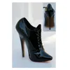 Schwarz Lace Up Glitter Leder Pumps Spitz Dünne High Heel Mode Sexy Sommer Große Größe 2025, Frau Schuhe Zapatillas Mujer