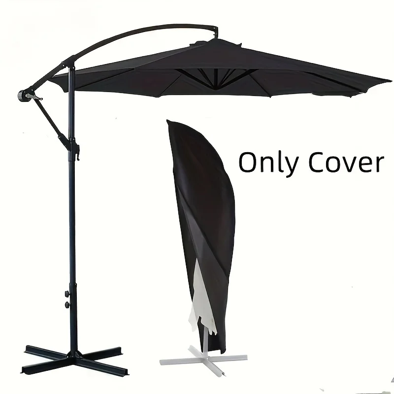 Schwarzer Terrassenschirmbezug mit Reißverschluss, passend für 13 Fuß versetzte freitragende Regenschirme, langlebiger 210D-Stoff, Terrassenschirm für den Außenbereich Image