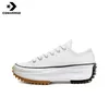 Converse Run Star Hike Ox White Black Gum 168817C Shock Absorption Wear-resistant High-top Thick Sole Men / Women Canvas Shoes
