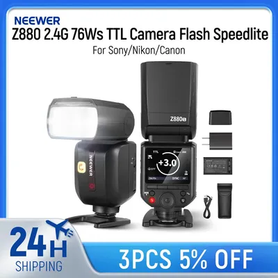 NEEWER Z880 2.4G 76Ws TTL Camera Flash Speedlite For Sony/Nikon/Canon 1/8000s HSS 7.4V/2600mAh Battery 480 Full Power Flash