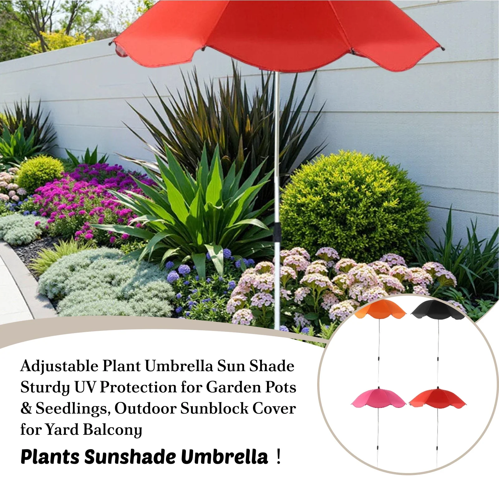 Verstellbarer Pflanzen-Regenschirm, robuster UV-Schutz für Gartentöpfe und Sämlinge, Sonnenschutz-Abdeckung für den Außenbereich für den Balkon im Garten