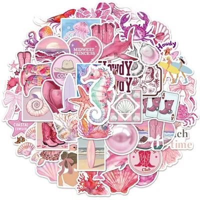 50PCS Pink Coast Girl Graffiti Aufkleber DIY Hand Konto Mobile Wasser Tasse Skateboard Motorrad Aufkleber Image