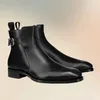 Schwarze Schnalle Dekor quadratische Zehen Stiefeletten Mode Seite Reiß verschluss Männer Schuhe