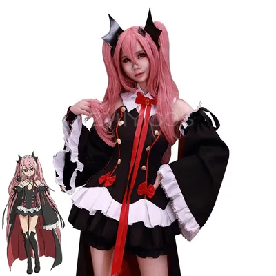 Anime Seraph of the End the Queen of Vampire Krul Tepes Cosplay Kostüm Schwarzes Kostüm Halloween-Kostüme für Frauen S-XL Image
