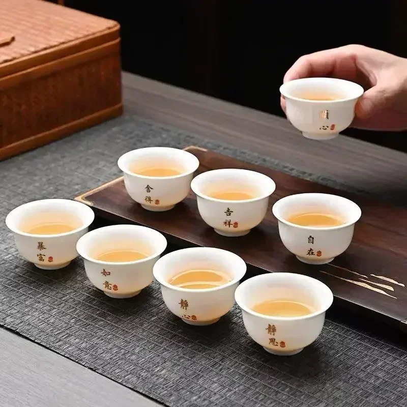 6 Teile/sätze Chinesischen Stil Haushalt Keramik Teetasse Glatte & Zarte Hohe Temperatur Widerstand Wohnzimmer Keramik Tee-Set Geschenke Image
