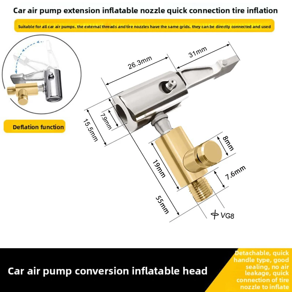 Locking Air Reifen Chuck Tragbare Aufblasbare Pumpe Für Auto Reifen Ventil Clip Kompressor Reifen Inflator Reifen Chuck Mit Barb Stecker Image