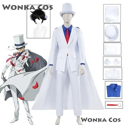 Kaitou Kiddo Cosplay Kostüm Kuroba Kaito Anime Cosplay Komplettes Set Hut Umhang Halloween Kind. Die Phantom Thief Party Rollenspielanzüge Image