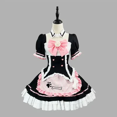 S-5XL Süßes Lolita-Katzenmädchenkleid mit Rüschen, kurzärmelig, Cosplay für Neko, Mädchen, Frau, Image