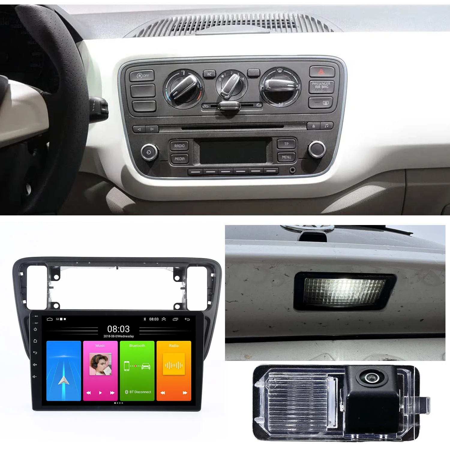 Android 9-Zoll-Autoradio mit Bluetooth Carplay GPS Navigation + HD-Rückfahrkamera für Skoda Citigo E-Citigo/Seat Mii e-Mii KE KF Image