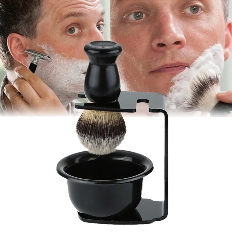 Rasierwerkzeug-Set für Herren, Rasierpinsel, kommt mit Halterung, Seifenbecher, weichen Borsten, Friseursalon, Friseur, Seifenschaum, Gesichtsreinigungswerkzeuge Image