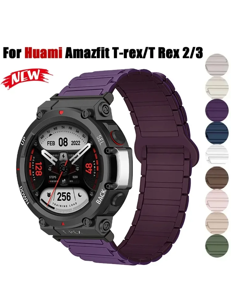 Magnetisches weiches Silikonarmband für Huami Amazfit T-Rex/T Rex Pro Uhrenarmband Armband für Amazfit Trex 2/3 Ersatzarmband Image