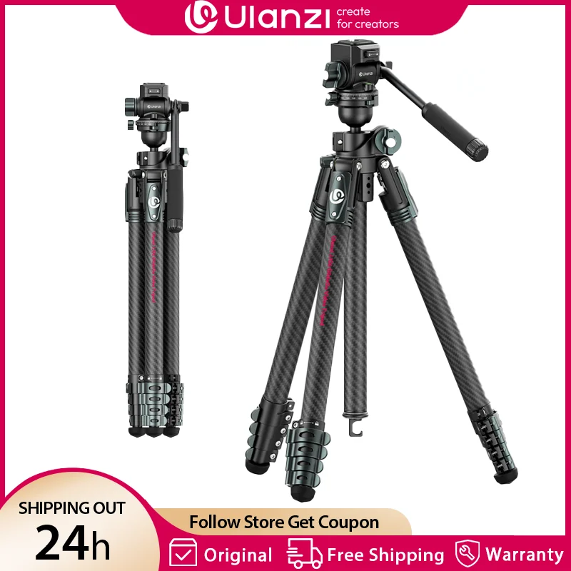 Ulanzi JJ06 1,87 m GlideGo Video Professionelles Kamerastativ mit 360° ° Pan Panoramic Ball Head Dual-Section Center Column Load 5KG Image