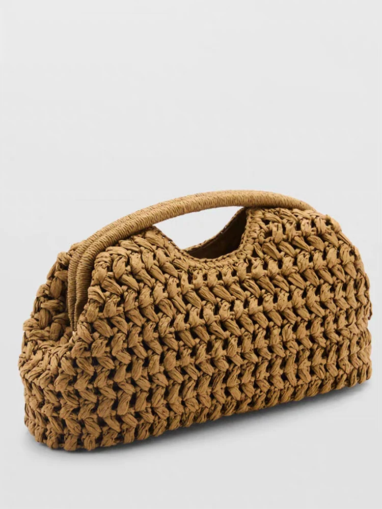 Marke Woven Clutch Tasche Luxus Neue High-end-Meer Urlaub Reise Große Kapazität Stroh frauen Einfache Textur Mode brieftasche Image