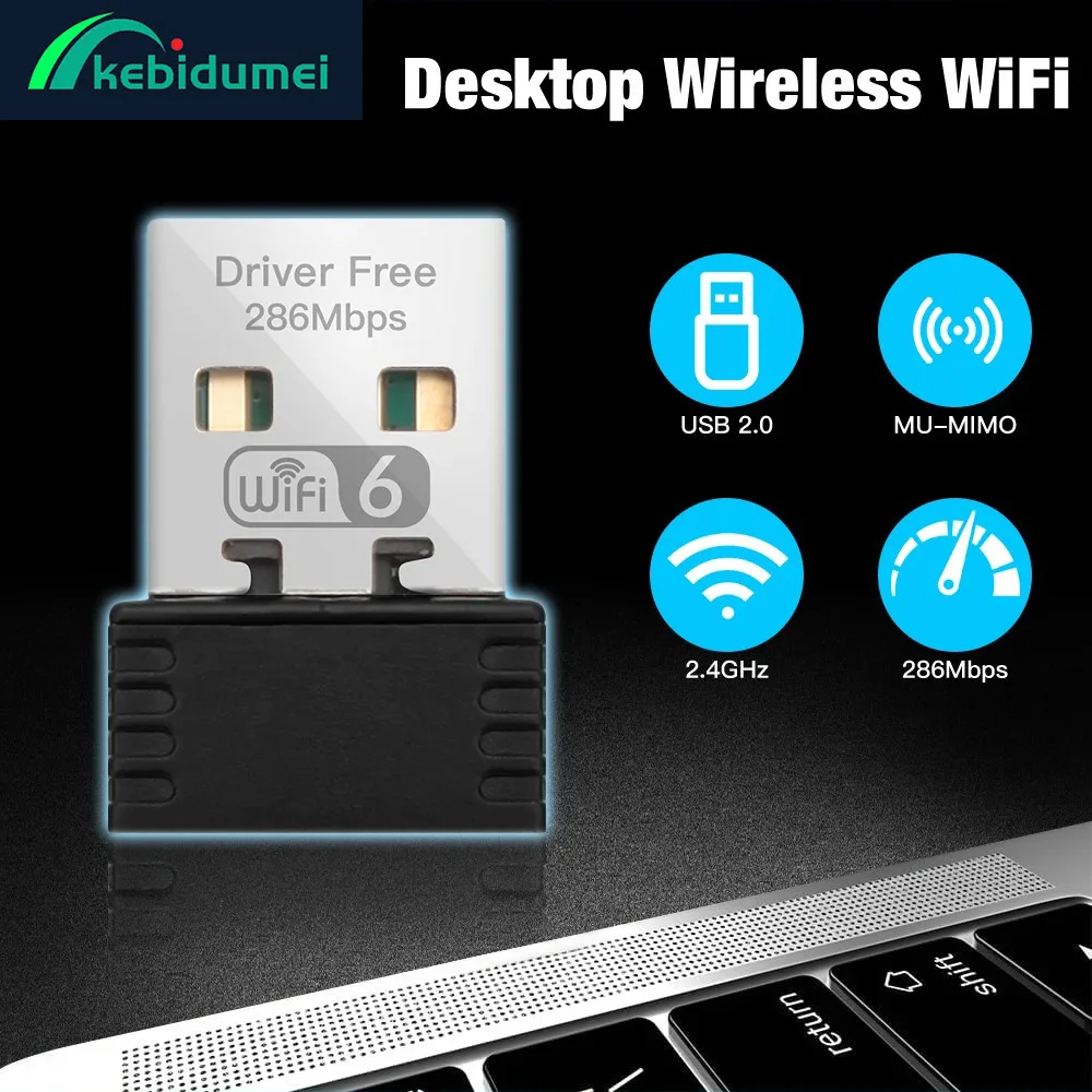 Kebidumei USB WIFI 6 Dongle Netzwerkkarte 802.11ax 2,4 GHz USB Wi-Fi Lan Adapter Signalempfang Treiber kostenlos für PC Laptop Fenster Image