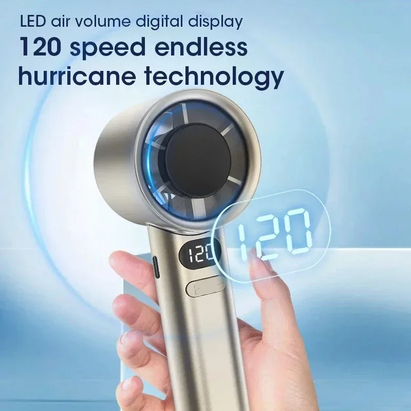 Mini ventilatore portatile Ventilatore portatile muto Ventola di calcolo dell'aria con regolazione a 4 velocità con display di alimentazione Ventilatore portatile portatile