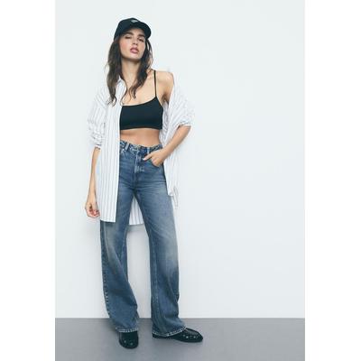 Stradivarius D92 straight wide-leg jeans OVERDYED BLUE DENIM 14