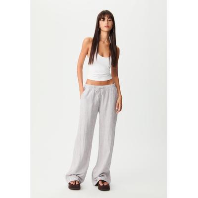 Stradivarius Flowing striped linen blend trousers Brown XS