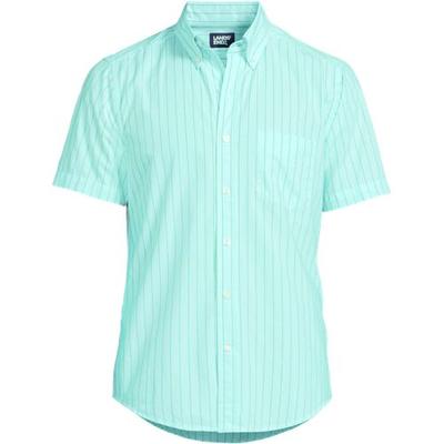 Short Sleeve Cotton Shirt, Men, size: 38-40, regular, Green, Cotton, by Lands' End