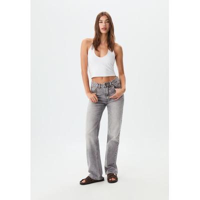 Stradivarius D98 straight-leg vintage effect jeans DARK GREY DENIM WASH 12
