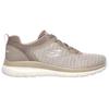 Sneaker SKECHERS "BOUNTIFUL - QUICK PATH", Damen, Gr. 37, grau (taupe), Textil, Lederimitat, sportlich, Schuhe, Freizeitschuh, Halbschuh, Schnürschuh mit gepolsterter Innensohle, Topseller