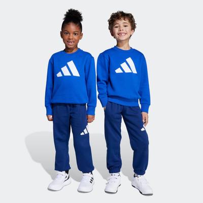 Trainingsanzug ADIDAS SPORTSWEAR "LK BL FL JOG", Kinder, Gr. 110, blau (royal blau, weiß), Obermaterial: 70% Baumwolle, 30% Polyester, sportlich, Sportanzüge Image
