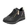 Keilsneaker REMONTE, Damen, Gr. 40, gold (schwarz, goldfarben), Leder, Lederimitat, unifarben mit Farbeinsatz, sportlich, Schuhe, Freizeitschuh, Halbschuh, Schnürschuh mit goldfarbenem Logoanhänger