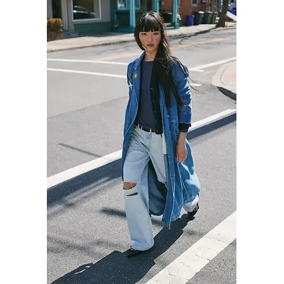 We The Free Monique Indigo Duster Jacket at Free People in Sunlight Blue, Size: Small