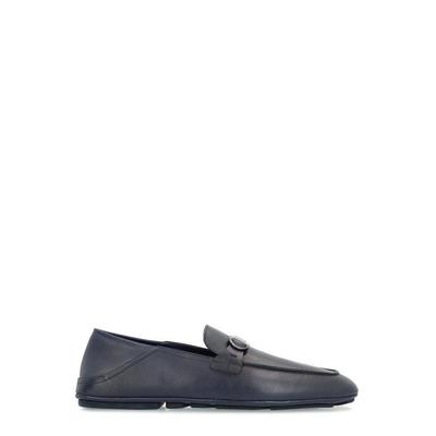 Gancini-Plaque Slip-On Loafers - Blue - Ferragamo Slip-Ons