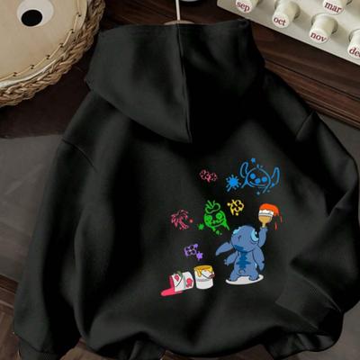 TEMU Women's Casual Cartoon Graphic Hoodie - White With , Rainbow, And , Drawstring Hooded Sweatshirt, Fit, Casual Wear Hoodie | Graphic Hoodie | Drawstring Hoodie Image