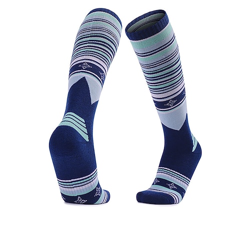 1 Paar Damen Socken aus Merinowolle Wandersocken laufsocken Thermowarm Atmungsaktiv Anti Blister Dicht Winter Außen Über der Wade Patchwork Merino Wolle Schwarz Dunkelmarine Königsblau für Ski Image