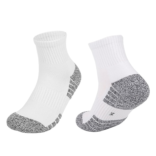 1 Paar Herren Laufsocken Sportsocken Atmungsaktiv Anti Blasen Schweißableitend Gepolstert Sommer Outdoor Knöchel Patchwork Baumwolle Dunkelgrau Schwarz Weiß zum Laufen Image
