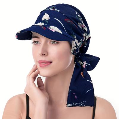 TEMU Girls+teenagers | Fashionable Stretchy Breathable Baseball Cap And Headscarf - In Floral, Leopard Print, Polka Dot, And Solid Colors, Hair Cover, | Girl's Gift Image