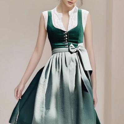 Karneval Oktoberfestbier Kostüm Kleid Dirndl Trachtenkleider Dienstmädchen Bayerisch Deutsch Wiesn Damen Karneval Bier Festival Stoff im traditionellen Stil Kleid Schürze Image