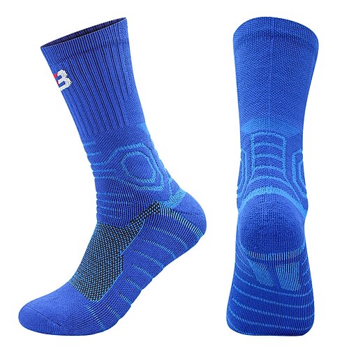 1 Paar Herren Wandersocken Sportsocken Atmungsaktiv Anti-Blasen Schweißableitend Gepolstert Outdoor Quarter Crew Patchwork Baumwolle Schwarz Weiß Gelb zum Laufen Image