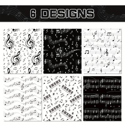 TEMU 6pcs Musical Note Wrapping Paper - Elegant Sheet With Treble Clef, & Eighth Rests, 27x20 Inch High-quality Gift Wrap For Birthdays, Concerts, Diy Crafts (/gray), Music Gifts Image