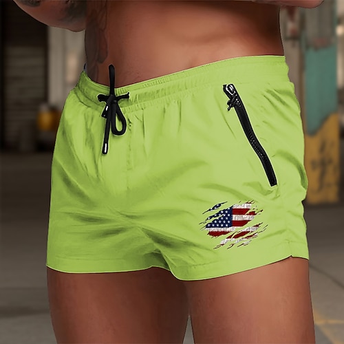 Herren Badehosen Badeshorts Boardshorts Nationalflagge Schnelltrocknend Atmungsaktiv Kordelzug mit Mesh-Futter Elastischer Bund Strand Urlaub Hawaiianisch Lässig Blau Weinrot Image