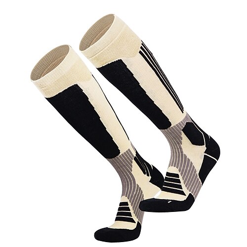 1 Paar Herren Damen Socken aus Merinowolle laufsocken Thermowarm Atmungsaktiv Anti Blister Dicht Außen Über der Wade Patchwork Merino Wolle Gelb Rot Grün für Ski / Snowboard Laufen Camping / Wandern Image