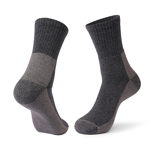 1 Paar Damen Merinowollsocken Wandersocken Laufsocken Sportsocken Thermo Warm Atmungsaktiv Anti Blasen Schweißableitend Winter Outdoor Knöchel Patchwork Wolle Dunkelgrau Schwarz Armeegrün zum Laufen Image