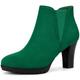 Perphy Round Toe Block Heels Chelsea Ankle Boots for Women Emerald Green 6 UK/Label Size 8 US