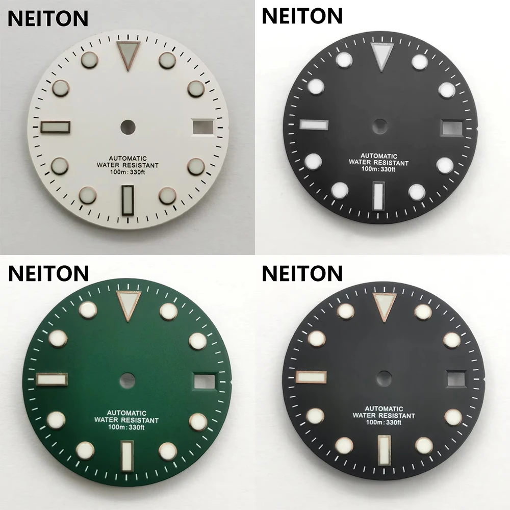 NEITON 28,5 mm blau-grün-weißes Zifferblatt, passend für Miyota 8205 8215 821A ETA 2836 2824 Mingzhu DG2813 3804 NH35 Uhrwerk leuchtend Image