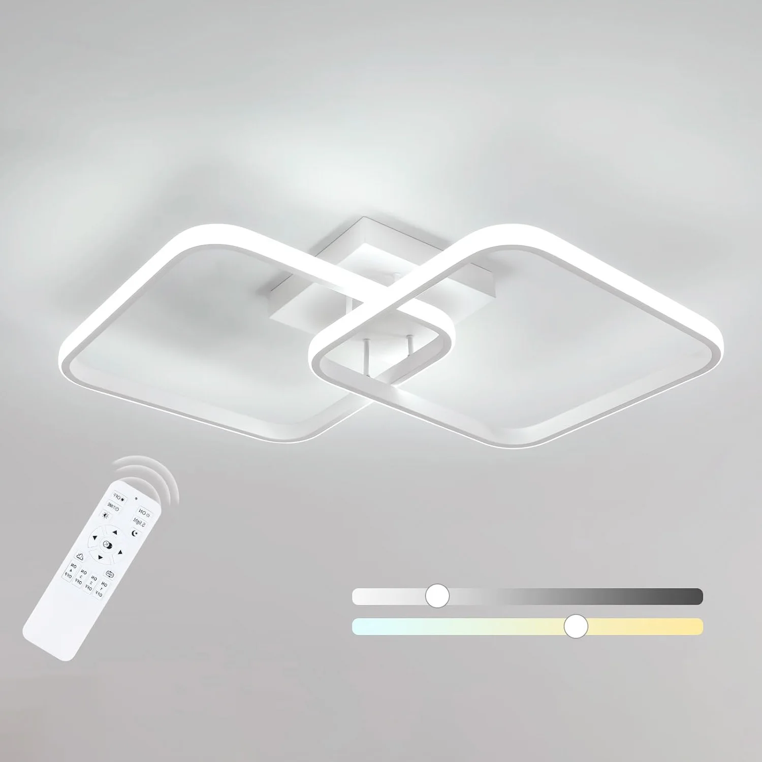 Dimmbare Deckenleuchte, ferngesteuerte Deckenleuchte 3000K-6500K, moderne quadratische LED-Deckenleuchte für Schlafzimmer und Wohnzimmer