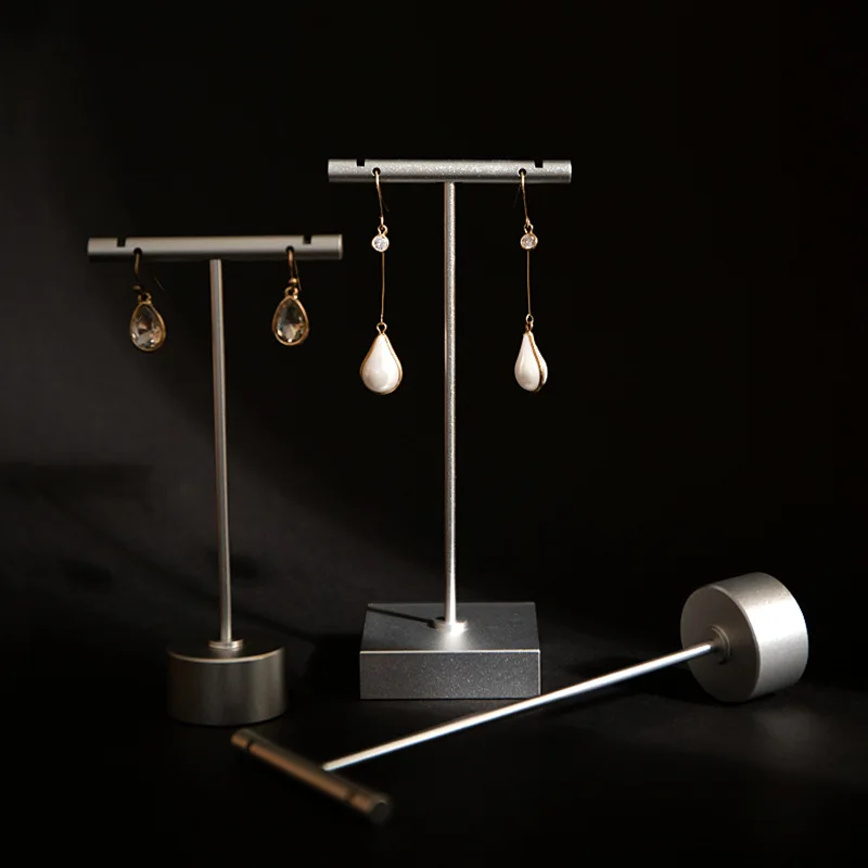 Schmuck Ohrringe Display Ständer Halter T Bar Rack Turm Metall Ohrring Halterung Organizer Ohr Studs Hängende Lagerung Regal Image
