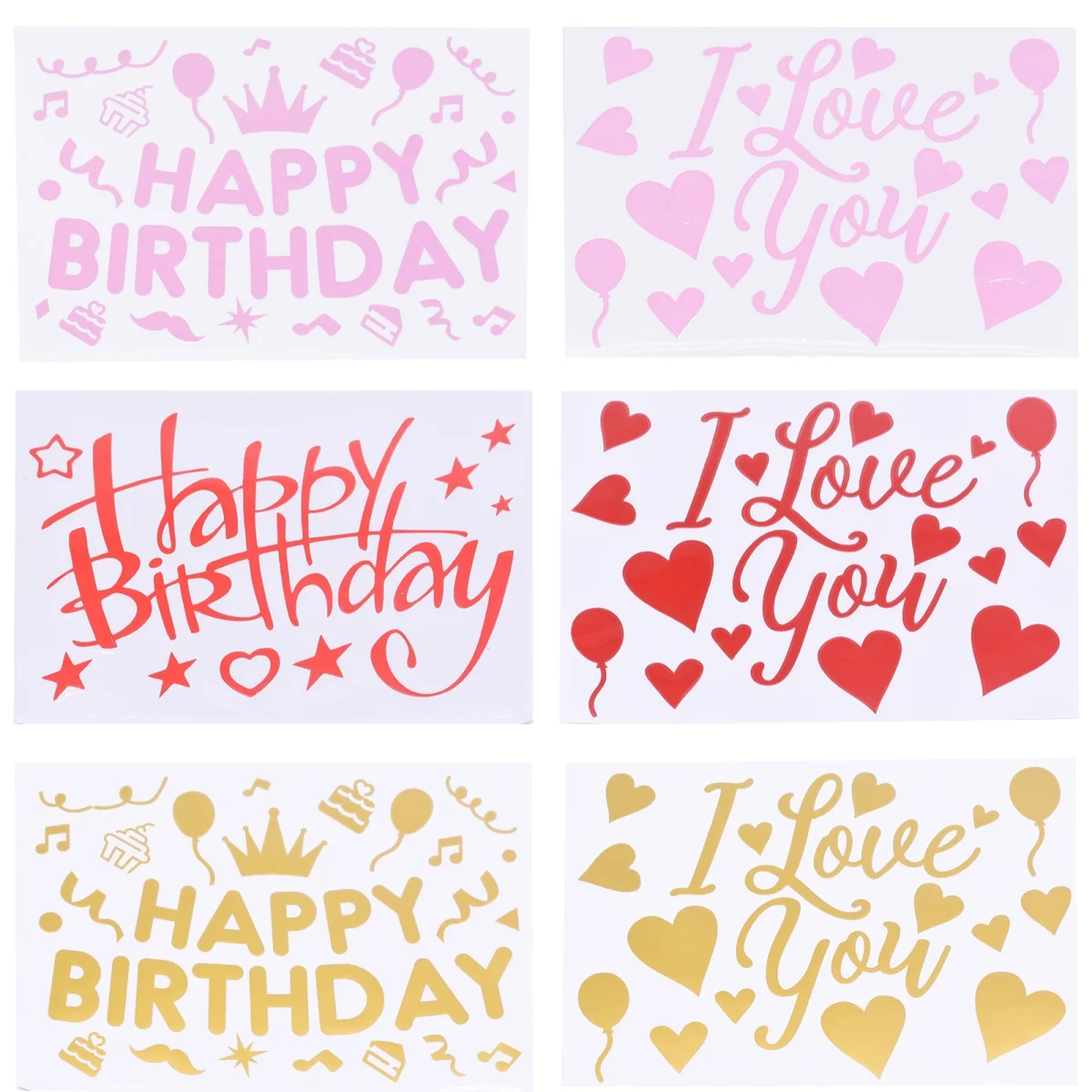 Large Balloon Sticker Happy Birthday I Love You PVC Letter Colorful Stickers Bobo Balloon Decals Wedding Birthday Party Decor Image