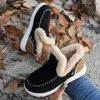 2024 heißer Verkauf Frauen Schuhe Hülse frauen Stiefel Winter Runde Kappe Plüsch Fleece für Wärme Kurze Barrel Flache große Schnee Stiefel