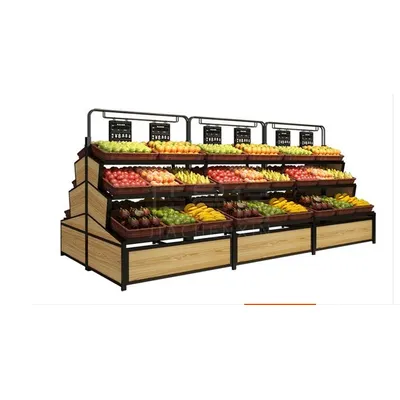Fruit and vegetable shelf market supermarket vegetable rack fruit shop vegetable shop display rack steel and wood fruit rack