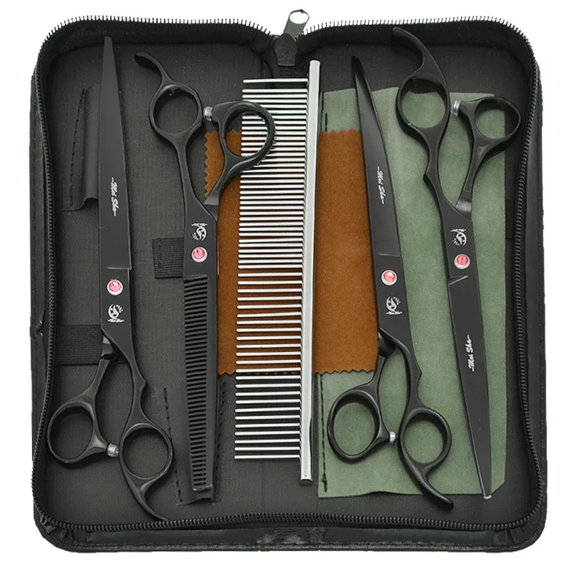 8,0 Zoll Haustiere Hund Fellpflege Schere Tiere Haar Gerade Gebogene Schneiden Effilierschere Welpen Katze Pelz Haarschnitt Clippers B0053A Image