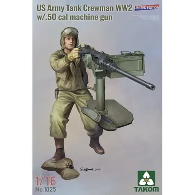 TAKOM 1025 1/16 US Army Tank Crewman WW2 w/.50 cal Maschinengewehr-Modellbausatz Image
